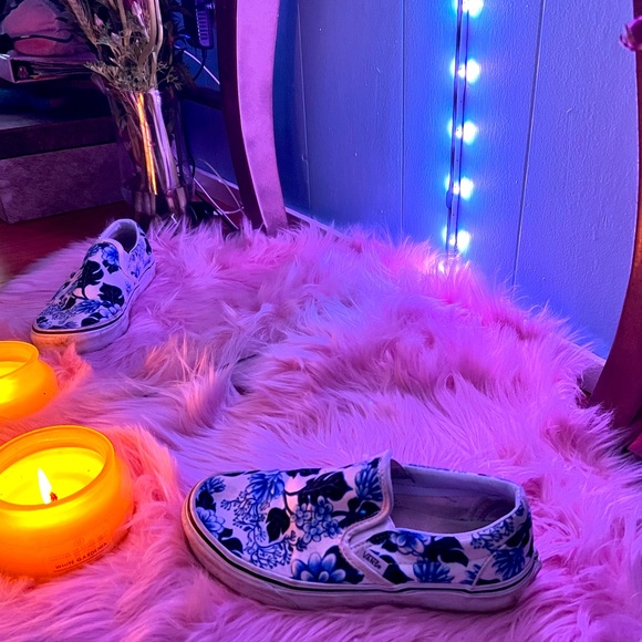 Vans Other - Blue floral vans.